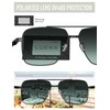 LUENX Polarized Square Aviator Sunglasses for Men Rectangular Mirror Dark