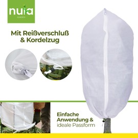 nuia Winter Protection for Plants, Set of 2, 80 x 60 cm, Frost Protection Plant Cover, Breathable Anti-Frost Protection for Olive Trees and Much More, Tear-Resistant and Washable, Overwintering
