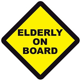 PrintSuperstar ELDERLY ON BOARD SAFETY WARNING STICKER decal, vinyls for Vehicles Cars Windows