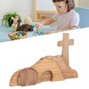 Easter Scene Decoration Handcrafted Wooden Empty Tomb Cross Decoration for