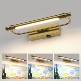 ZitoStory Battery Operated Picture Light with Remote,Wireless Dimmable Art Lights for Paintings Rechargeable Gallery Light Artwork Lighting for Canvas, Portrait (Brass,12'' Inch)