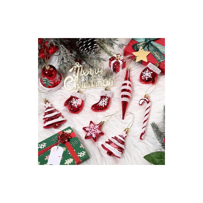 Leitee - Juego de 24 adornos de Navidad, decoraciones para
