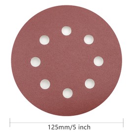 Sanding Discs Set, SIJDIEE 100Pcs 5 Inch 8 Holes 180 Grit Hook and Loop Sandpaper Round Sanding Sheet for Random Orbital Sander and Wood Furniture Finishing, Metal Grinding