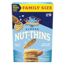 Blue Diamond Almonds Nut-Thins Gluten Free Cracker Crisps, Hint Of Sea Salt, Family Size, Sea Salt, 7.7 oz (Pack of 1)
