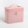 Corduroy 3-Tier Makeup Bag (Pink) Makeup Bag