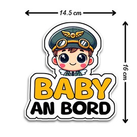 Baby on Board Sticker Car, Baby Captain Sticker, Baby Car Sticker 16 x 14.5 cm, Weatherproof and UV-Resistant Sticker Car, Sticker Baby and Car Baby for Safe Drives with Your Child