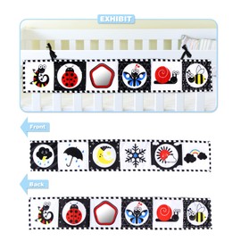 Jenilily Stoffbuch für Babys, Tummy Time Spiegel Black & White Kinderwagen Spielzeug, Lernspielzeug Geschenk 0 3 6 9 12 Monate Neugeborene