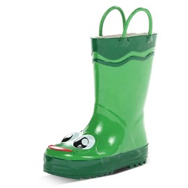 Western Chief Boys Waterproof Printed Rain Boot with Easy Pull on Handles - Fritz the Frog, 9 M US Toddler