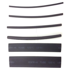 ERAY-Multimedia - Heat Shrink Tubing Assortment 100-Piece Set, 6 Sizes, Shrink Rate 2:1, 10 cm Long, Refill Pack Bag, Insulation (10 cm, Black, 100)