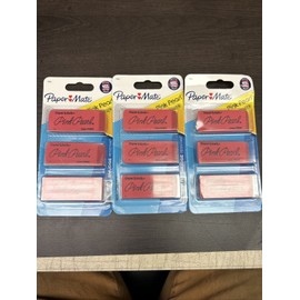 Paper Mate Pink Pearl Erasers, Large, 3 Packs Of 3 Count - 9 Total Erasers!