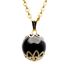 [GOLD STONE] モリオン ネックレス 黒水晶 デザイン ペンダント サージカルステンレス製チェーン付き 魔除け 石言葉 シンプル 浄化