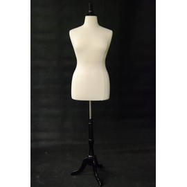 (JF-F14/16W+BS-02BKX) Size 14-16 White Female Dress Form Mannequin Plus Size 42" 32" 44" with Wooden Base & Cap
