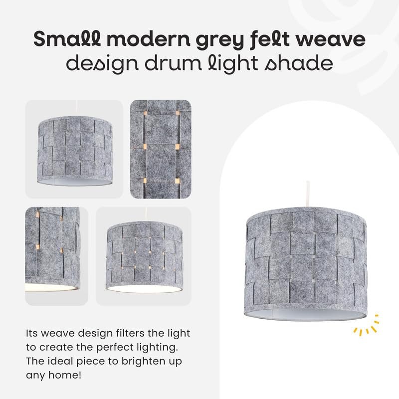 MiniSun | Small Modern Grey Felt Weave Design Drum Light