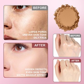 Natural Compact Powder, Waterproof Matt Powder Make-Up, Universal Make-Up Powder Cosmetic, Matte Compact Powder for a Natural Glow, Pore Refining and Fixes Long-Lasting, Vegan (A-04)