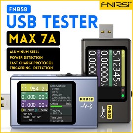 FNIRSI-FNB58 USB Tester Voltmeter Ammeter TYPE-C Fast Charge Detection Trigger Capacity Measurement Ripple Measurement - Color: FNB58(blue)