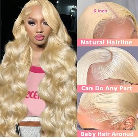 YesJYas 613 13x6 Lace Front Wig Human Hair 613 HD Lace Frontal Wig body 180% Density Blonde Lace Front Wigs Human Hair Pre Plucked With Baby Hair(30 Inch)