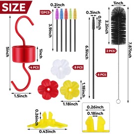 20 Pcs Hummingbird Feeder Cleaning Brush 8 Pcs Hummingbird Feeders Replacement Flowers White Red Yellow Bird Replacement Part 4 Pcs Ant Moat for Hummingbird Feeder Nylon Tube Brush Set(Classic Style)