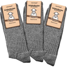 normani 3 Pairs of Warm Sheep's Wool Socks 100% Sheep's Wool for Men and Women - Winter Socks Wool Socks Norwegian Socks Size 35-50