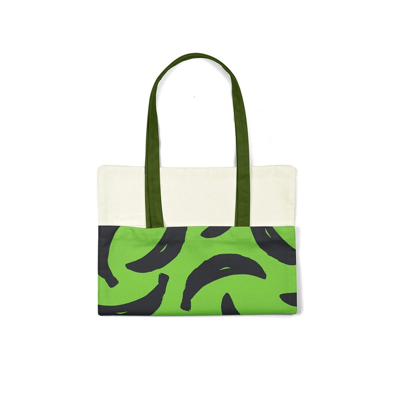 Le Jardin du Lin Printed Shopping Bag with Green Long