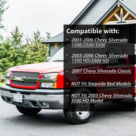 Headlights and Taillights Assembly Combo for 2003-2006 Chevy Silverado 1500 2500 3500 & 2007 Chevy Silverado Classic Replacement Head/OE Factory Style Rear Brake Tail Lights Lamps LH RH,Black Housing