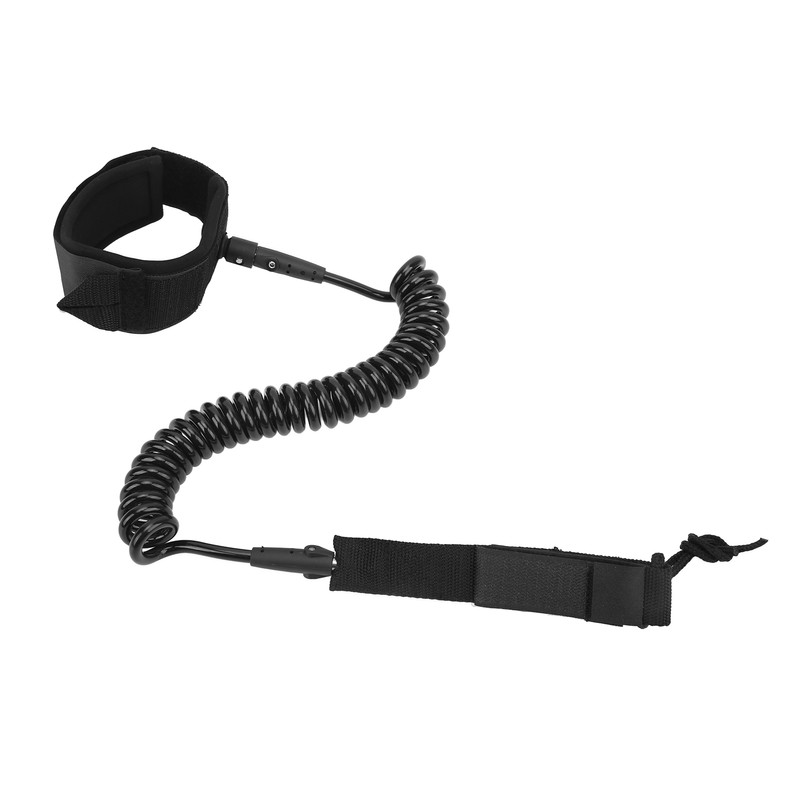 Surfboard Leash High Elasticity TPU Black Adjustable Coiled Surfing Leg