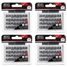 Ardell Triple Individual Lashes - Long Black, Knot-Free Eyelash Extensions, Volumizing DIY Lash Clusters for Fuller Lash Enhancement, 4 Pack