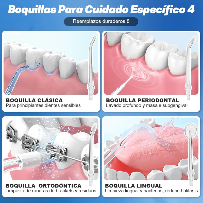 16pz Irrigador Bucal Portatil Agua Dientes Blancos 3mod Ipx7