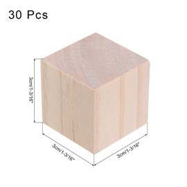 sourcing map 30pcs Wood Blocks, 1-3/16"x1-3/16 x1-3/16 Square Unfinished Wood Cube for DIY, Arts Decoration, Crafts Whittling, Hand Carved
