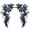 GORGECRAFT 2Pcs Blue Sequin Floral Lace Applique 40 x 23cm