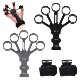 2 Pcs Grip Strength Trainer,Hand Grip Strengthener,Hand Extension Exerciser, With Wristband,Used To Exercise Finger Strength,Flexibility,Unisex