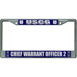 U.S. Coast Guard Chief Warrant Officer 2 Chrome License Plate Frame