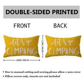 Adventure Camper Decorative Lumbar Pillowcase Double-Sided Let’s Go Camping/Adventure Awaits Throw Pillow Covers Cabin/Camper Cushion Covers 12x20,2Pack for Sofa/Couch/Porch (Yellow)