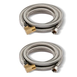 2-Pack HeSun 10Ft Stainless Steel Dishwasher Hose, 3/8" Comp x 3/8" Comp Water Supply Line, with Attached 90 Degree 3/8-Inch MIP Elbow (10 Ft)(HOSE060-2)