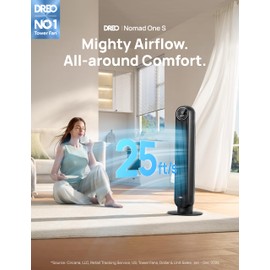 Dreo Tower Fan for Bedroom, Smart Oscillating Quiet Floor Fans, Standing Bladeless Fan with Remote and WiFi Voice Control, 4 Modes, 4 Speeds, 8H Timer, 28dB, Works with Alexa/Google