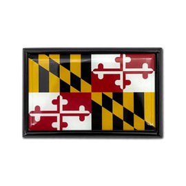 Elektroplate Premium Maryland MD State Flag All Metal Black Frame Chrome Emblem for Cars, Trucks, and All Auto | Universal Fit at 2.5" x 3.8" | Weatherproof