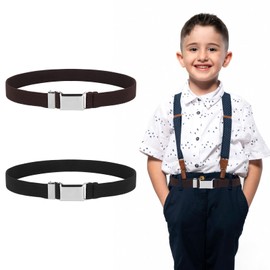 Kids Toddler Belt 2 Pack Elastic Magnetic Belt Adjustable Buckle Stretch Belts With Silver Square Buckle Toddler Belts For Boys 4t Easy Magnetic Buckle Toddler Belts For Boys Girls