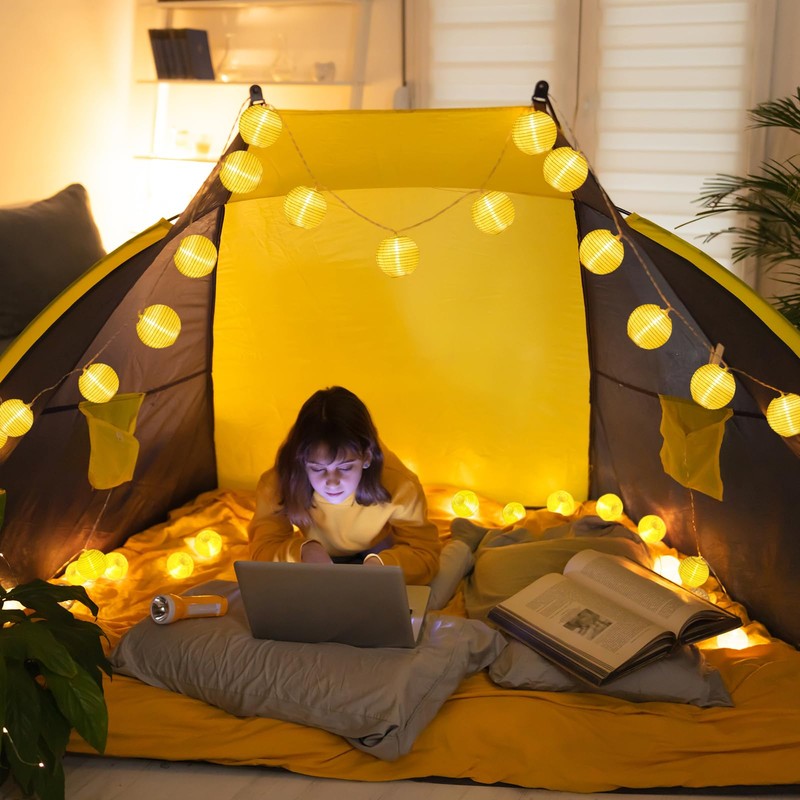 StarryEver Lantern String Lights Outdoor Plug in, 40Ft Connectable Warm