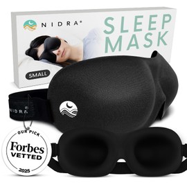 Nidra Contoured Sleep Mask for Side Sleepers – Zero Pressure Fit, Light Blocking Eye Shade for Sleeping & Travel – Black, Standard Size