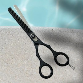 Cynamed 6.5" Premium Black Hair Hair Thinning Shears W/ Tension Knob and Finger Rest