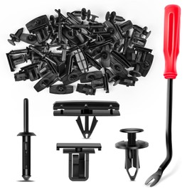 Nilight 60PCS Fender Flare Rocker Moulding Clip Assortment 68039280-AA, 55156429-AA, 6503598,6501559 Replacement for Jeep Wrangler Chrysler Ford GMC with 1 Fastener Remover