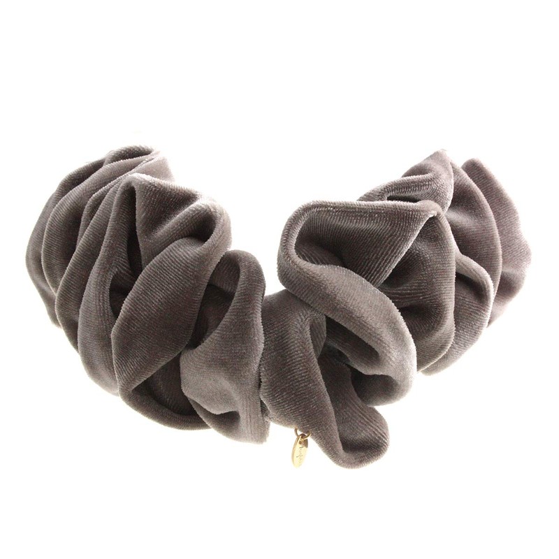 VINGTAINE H-736-gg Velvet Ruffle Banana Clip Simple Office Hair Accessory