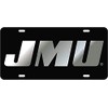 Black License Plate Frame Silver Mirror Inlays (JMU, James Madison)