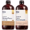Hebbe - KIT de Aceite de Coco Fraccionado y Aceite de Ricino 100% Puro, Hidratante y Nutritivo para Piel y Cabello, 500ml