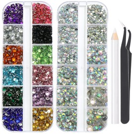 Resin Rhinestones for Crafting Bedazzling,Colorful Rhinestones for Nails Art+AB Nail Rhinestone and Gems,Nail Diamond Flatback Gems Crystals Charms for Nail Design DIY Makeup Decor