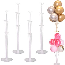 tarumedo tarumedo 4 Stück Ballon Stick Halter Balloon Stand Kit Luftballons Ständer Halter Ballonhalter Ballonbaum Tischballonständer Ballonzubehör für Weihnachten Party Geburtstag Hochzeits Dekoration