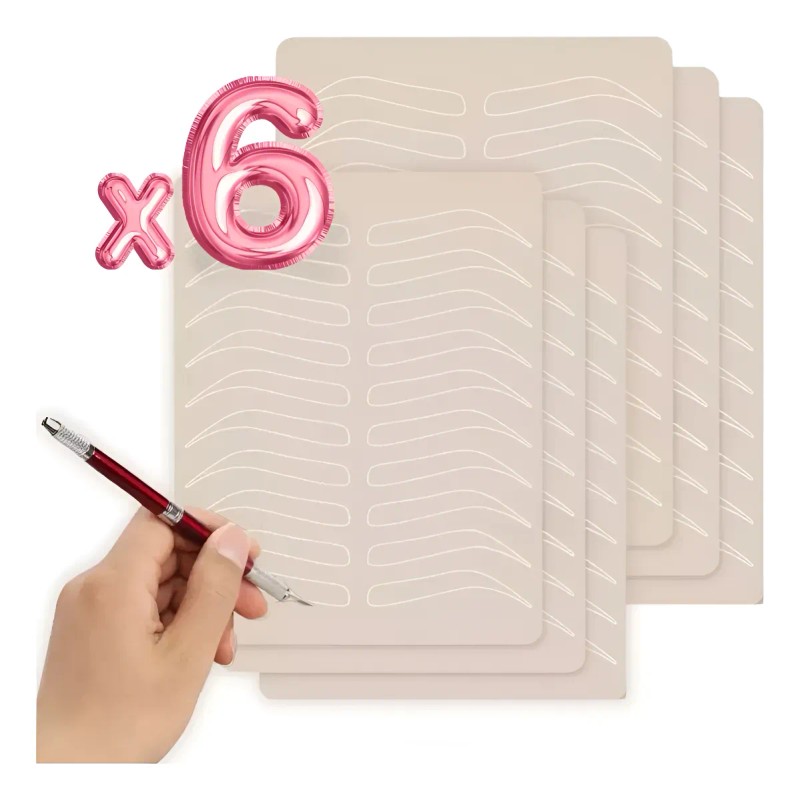 Piel Sintética Práctica Microblading Diseño Ceja Pack 6pzs