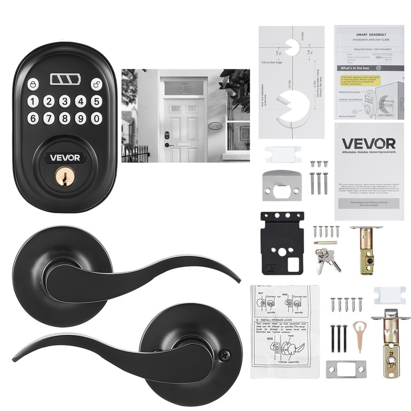 VEVOR Keyless Entry Door Lock with Handle, Electronic Keypad Entry