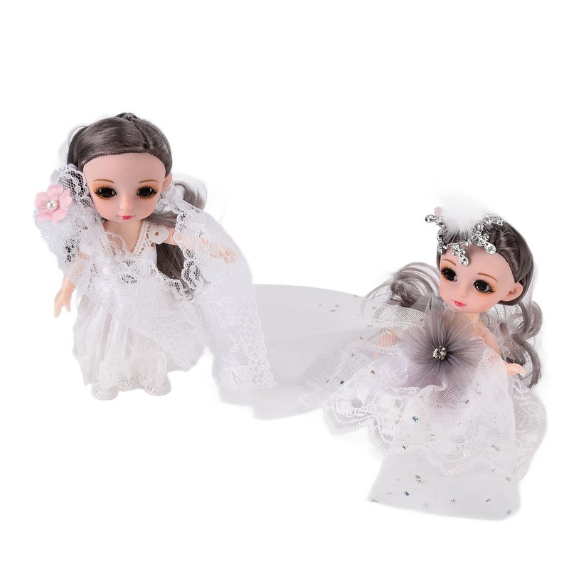 2pcs 6.7 Inch Girl Doll Joint Movable Exquisite Lovely Doll