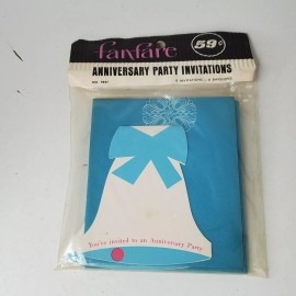 VTG 60’s FanFare Anniversary Party Invitations Sealed Pack of 8 Diecut Bells