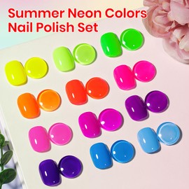 SUPWEE Bright Neon Nail Polish Set, Summer Rainbow Quick Dry Nail polish